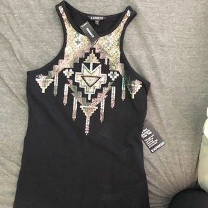 Black Aztec Sequin Express Dress